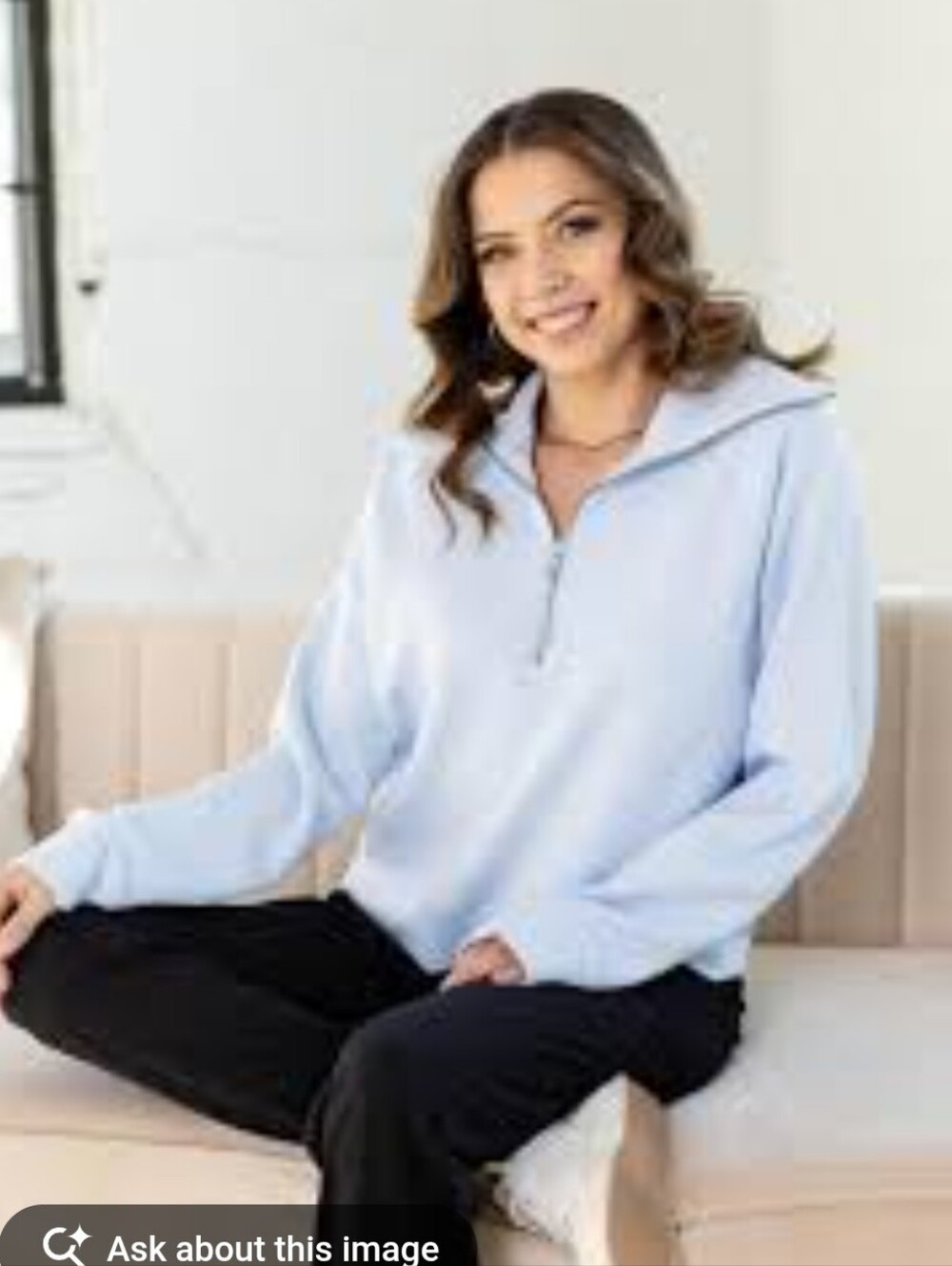 SPANX AirEssentials Half Zip Pullover Sweatshirt Powder Blue S